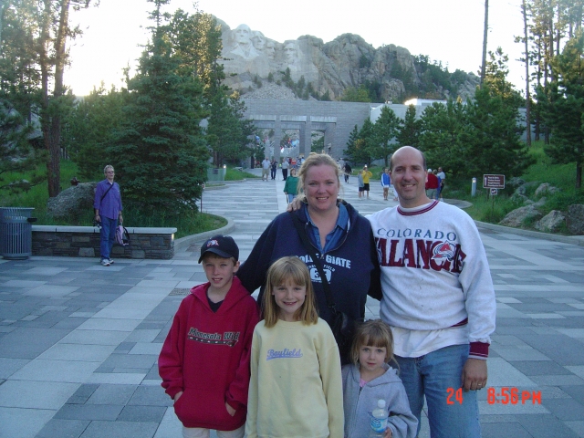 Ballavance family trip, in motorhome, to Mt. Rushmore.